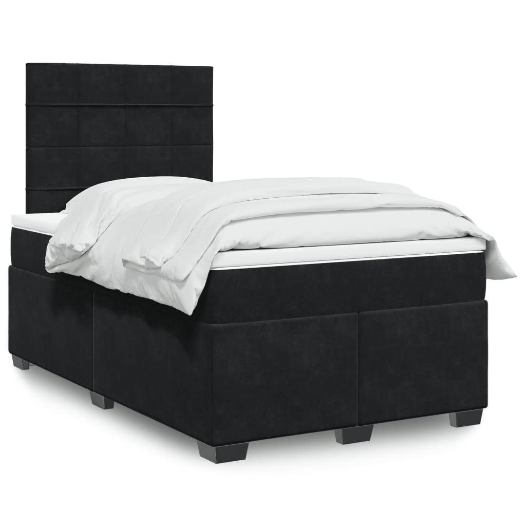vidaXL Κρεβάτι Boxspring με Στρώμα Μαύρο 120x190 εκ. Βελούδινο