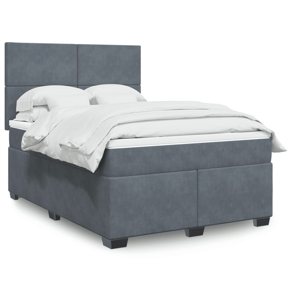 vidaXL Κρεβάτι Boxspring με Στρώμα Σκούρο Γκρι 160x200 εκ. Βελούδινο