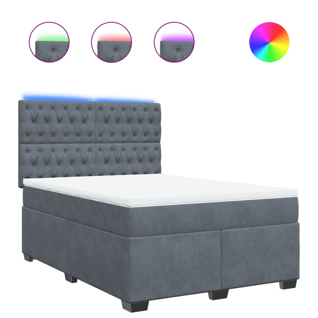 vidaXL Κρεβάτι Boxspring με Στρώμα Σκούρο Γκρι 160x200 εκ. Βελούδινο