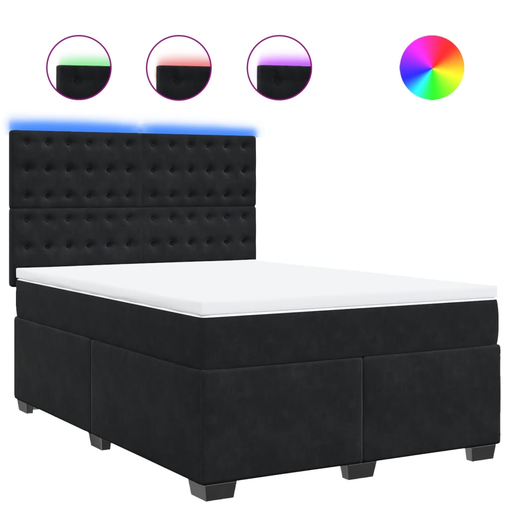 vidaXL Κρεβάτι Boxspring με Στρώμα Μαύρο 160x200 εκ. Βελούδινο