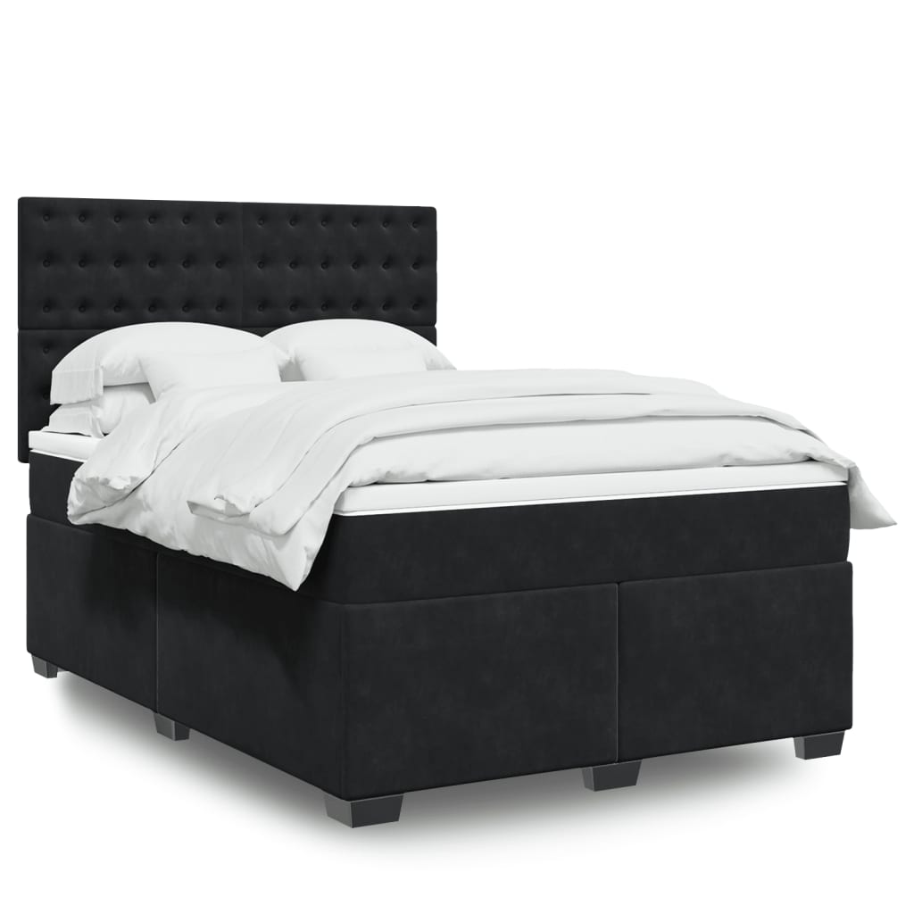 vidaXL Κρεβάτι Boxspring με Στρώμα Μαύρο 160x200 εκ. Βελούδινο
