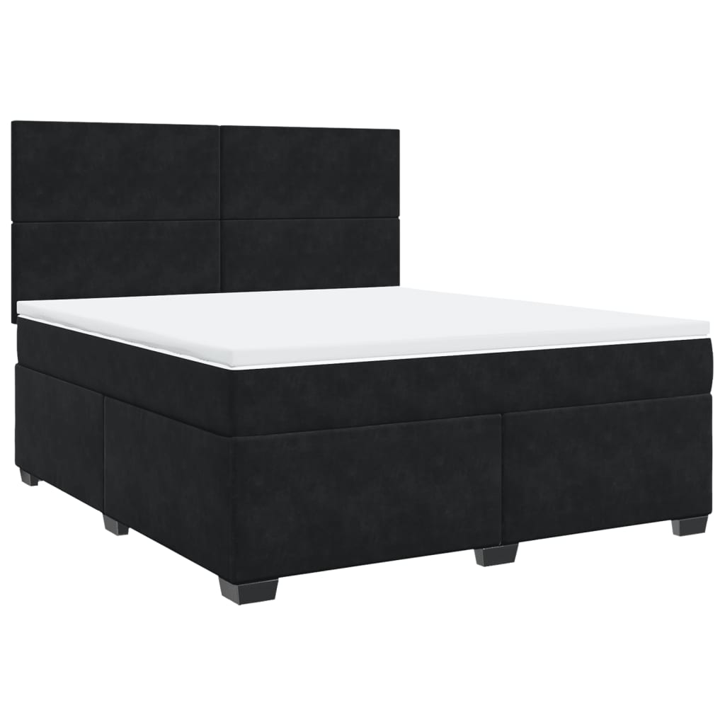 vidaXL Κρεβάτι Boxspring με Στρώμα Μαύρο 180x200 εκ. Βελούδινο