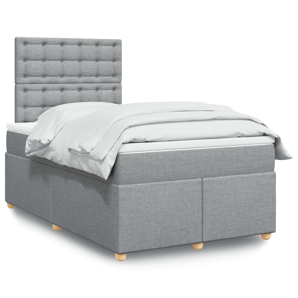 vidaXL Κρεβάτι Boxspring με Στρώμα Ανοιχτό Γκρι 120x190 εκ. Υφασμάτινο