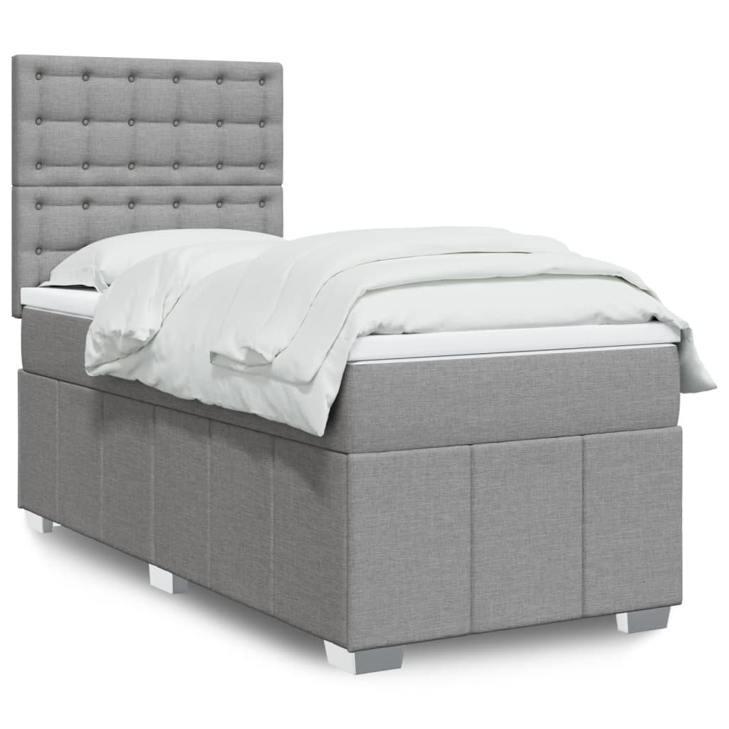 vidaXL Κρεβάτι Boxspring με Στρώμα Ανοιχτό Γκρι 80x200 εκ. Υφασμάτινο