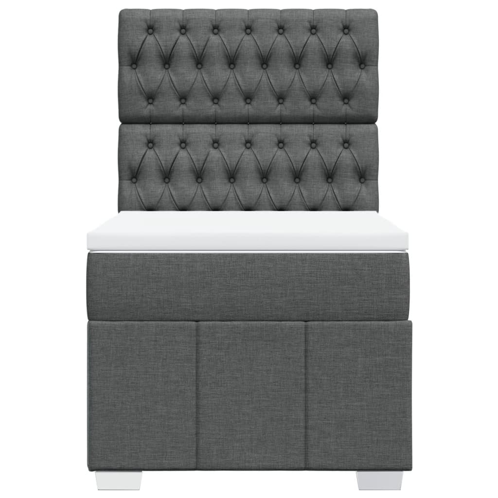 vidaXL Κρεβάτι Boxspring με Στρώμα Σκούρο Γκρι 90x200 εκ. Υφασμάτινο