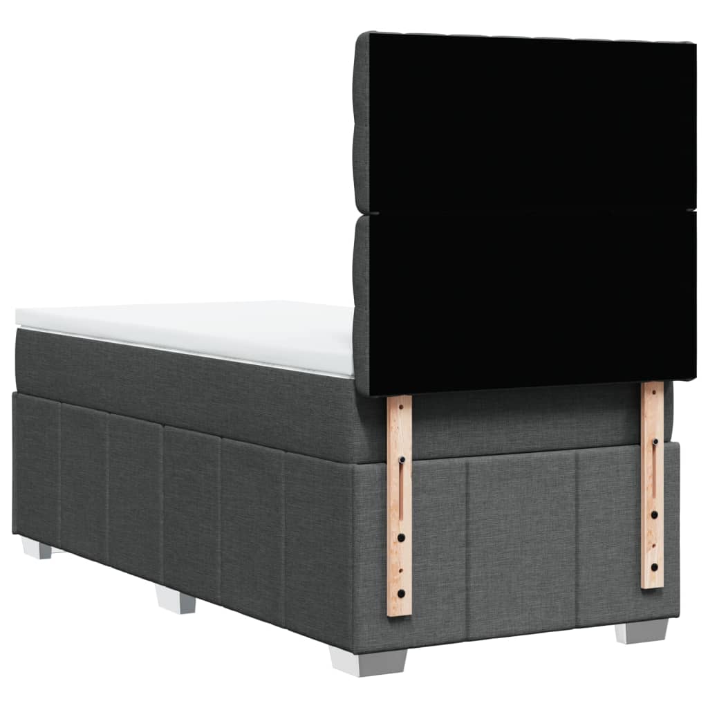 vidaXL Κρεβάτι Boxspring με Στρώμα Σκούρο Γκρι 90x200 εκ. Υφασμάτινο