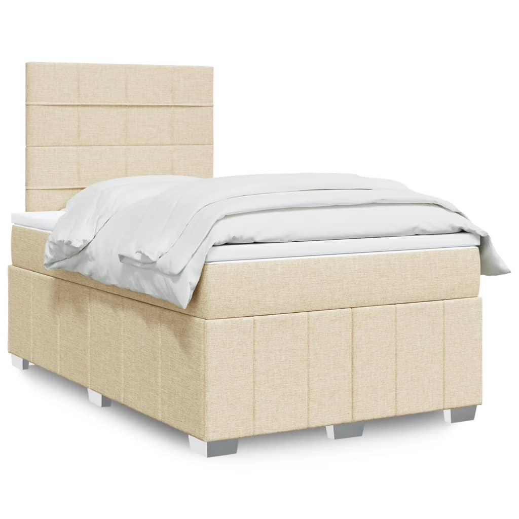 vidaXL Κρεβάτι Boxspring με Στρώμα Κρεμ 120x190 εκ. Υφασμάτινο