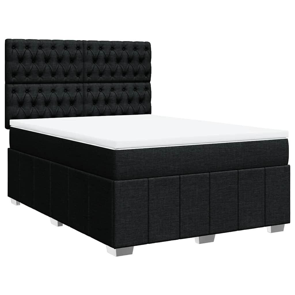 vidaXL Κρεβάτι Boxspring με Στρώμα Μαύρο 140x200 εκ. Υφασμάτινο