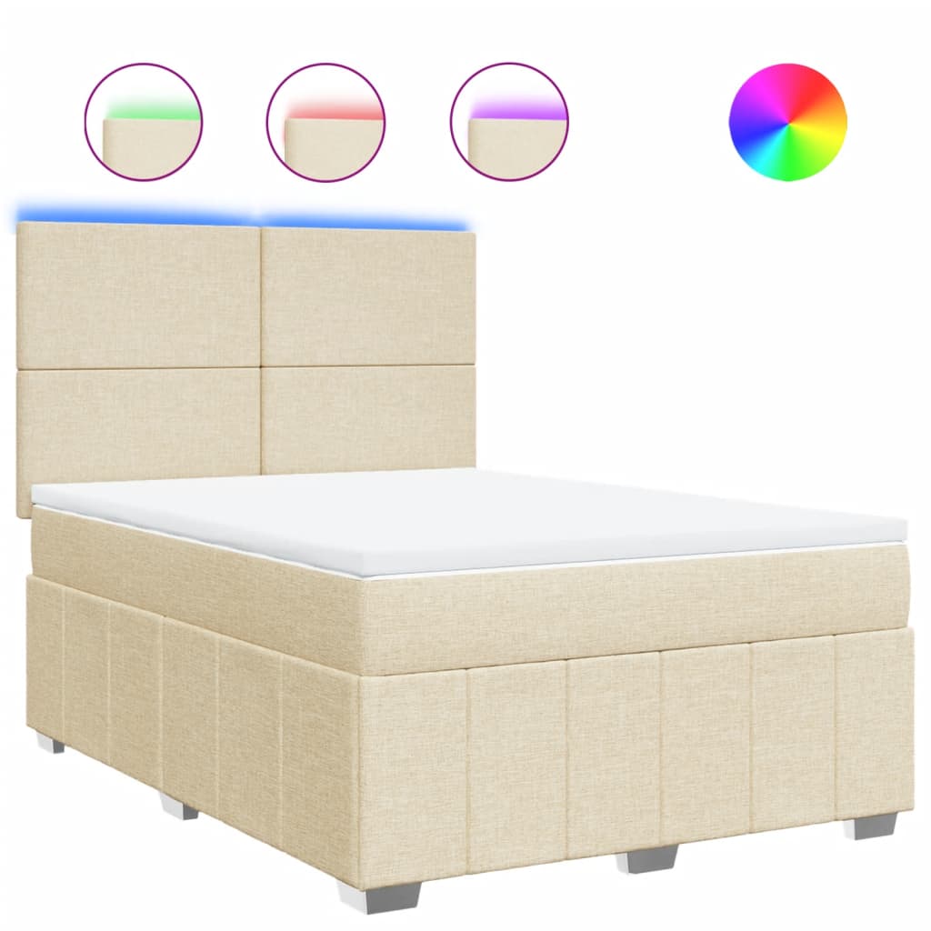 vidaXL Κρεβάτι Boxspring με Στρώμα Κρεμ 160x200 εκ. Υφασμάτινο