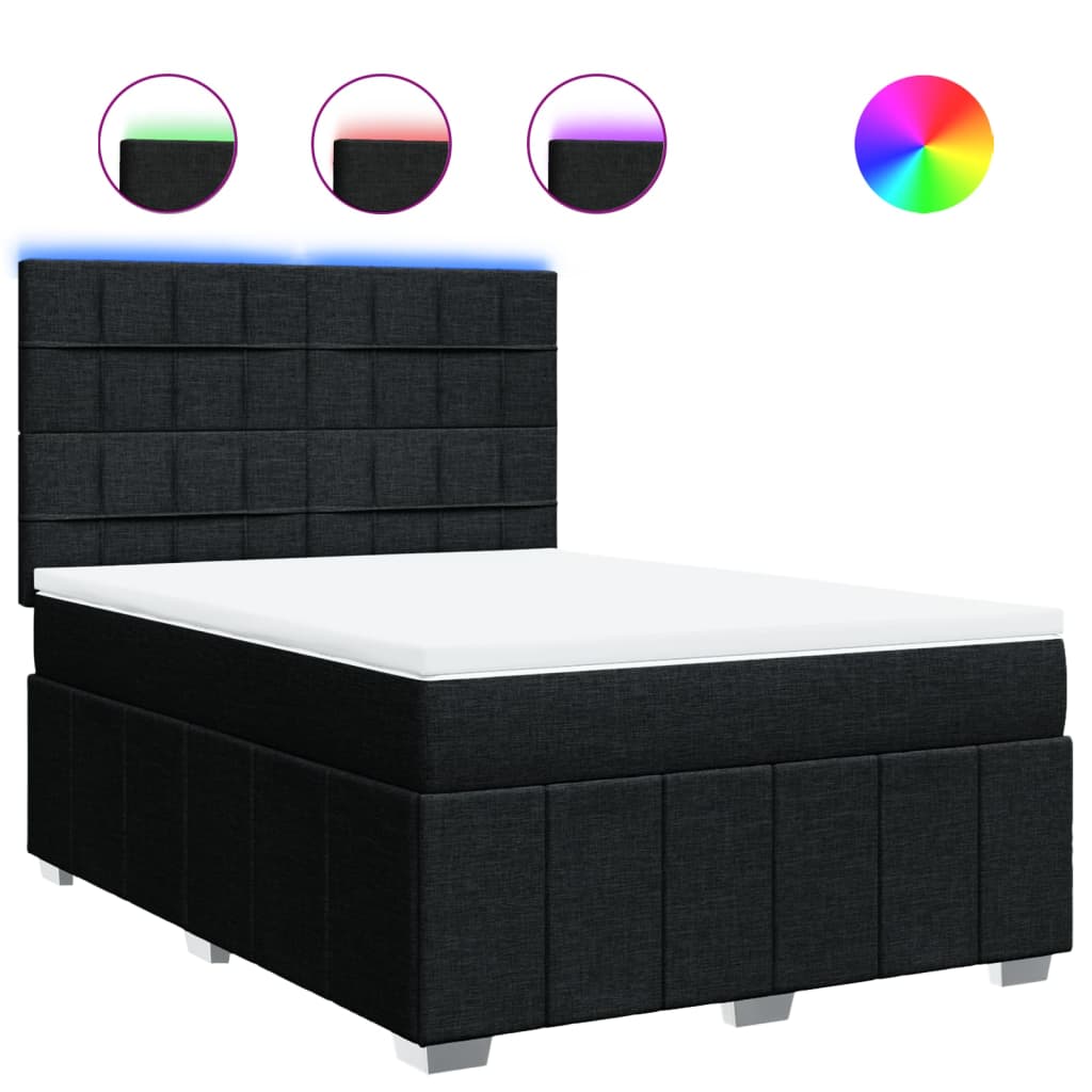 vidaXL Κρεβάτι Boxspring με Στρώμα Μαύρο 160x200 εκ. Υφασμάτινο