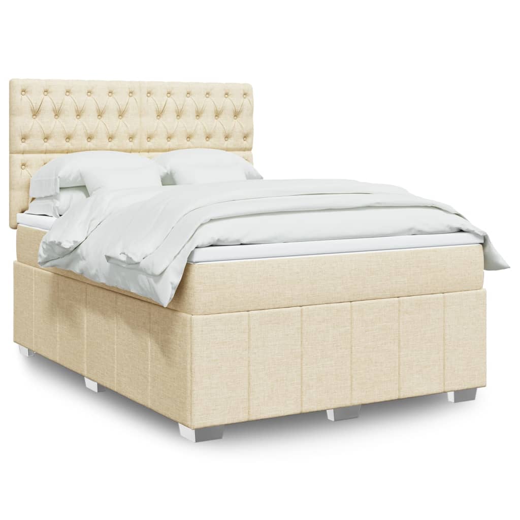 vidaXL Κρεβάτι Boxspring με Στρώμα Κρεμ 160x200 εκ. Υφασμάτινο