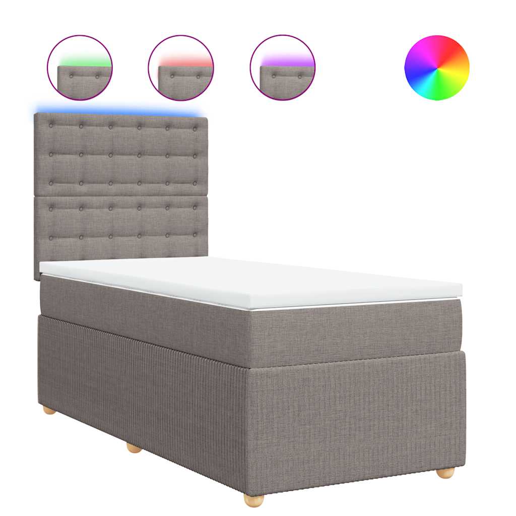 vidaXL Κρεβάτι Boxspring με Στρώμα Taupe 80x200 εκ. Υφασμάτινο