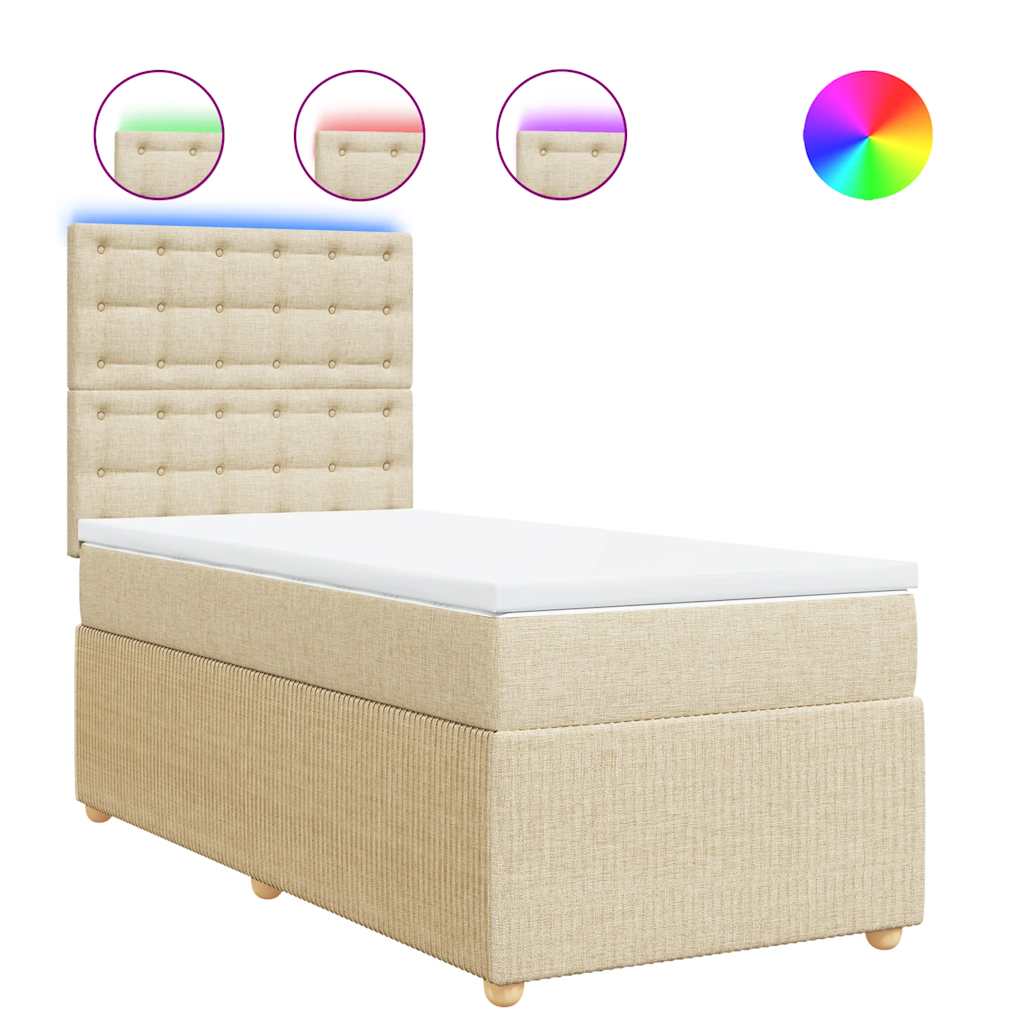 vidaXL Κρεβάτι Boxspring με Στρώμα Κρεμ 80 x 200 εκ. Υφασμάτινο