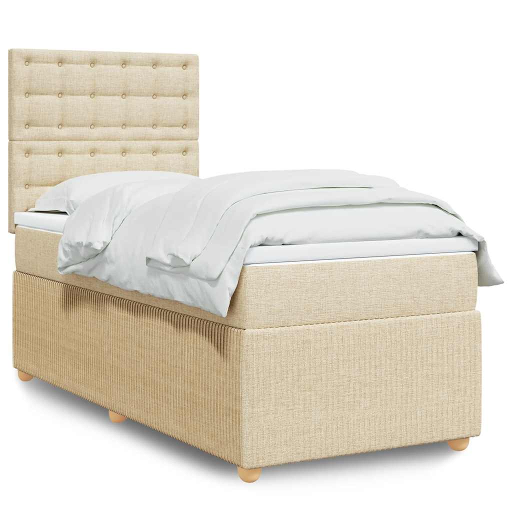 vidaXL Κρεβάτι Boxspring με Στρώμα Κρεμ 80 x 200 εκ. Υφασμάτινο