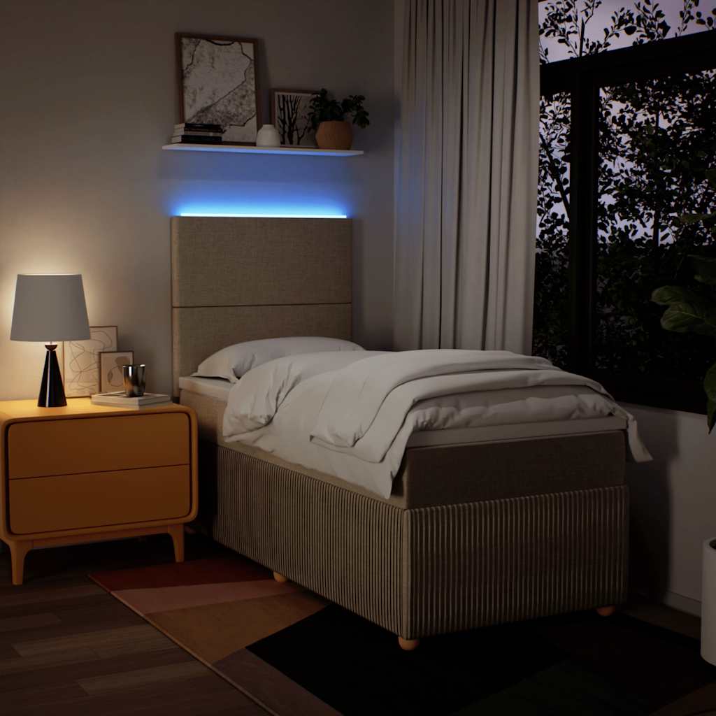 vidaXL Κρεβάτι Boxspring με Στρώμα Κρεμ 90x190 εκ.Υφασμάτινο