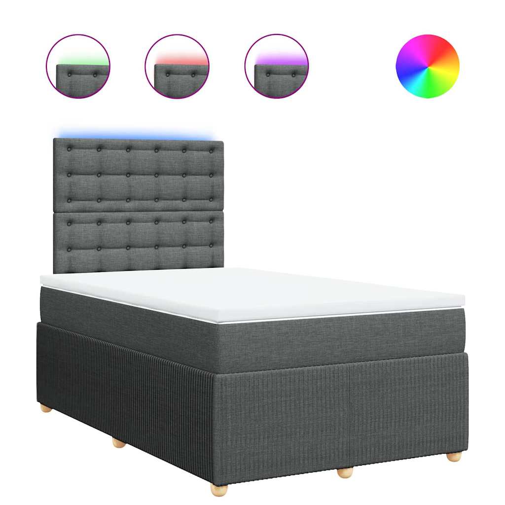 vidaXL Κρεβάτι Boxspring με Στρώμα Σκούρο Γκρι 120x190 εκ Υφασμάτινο