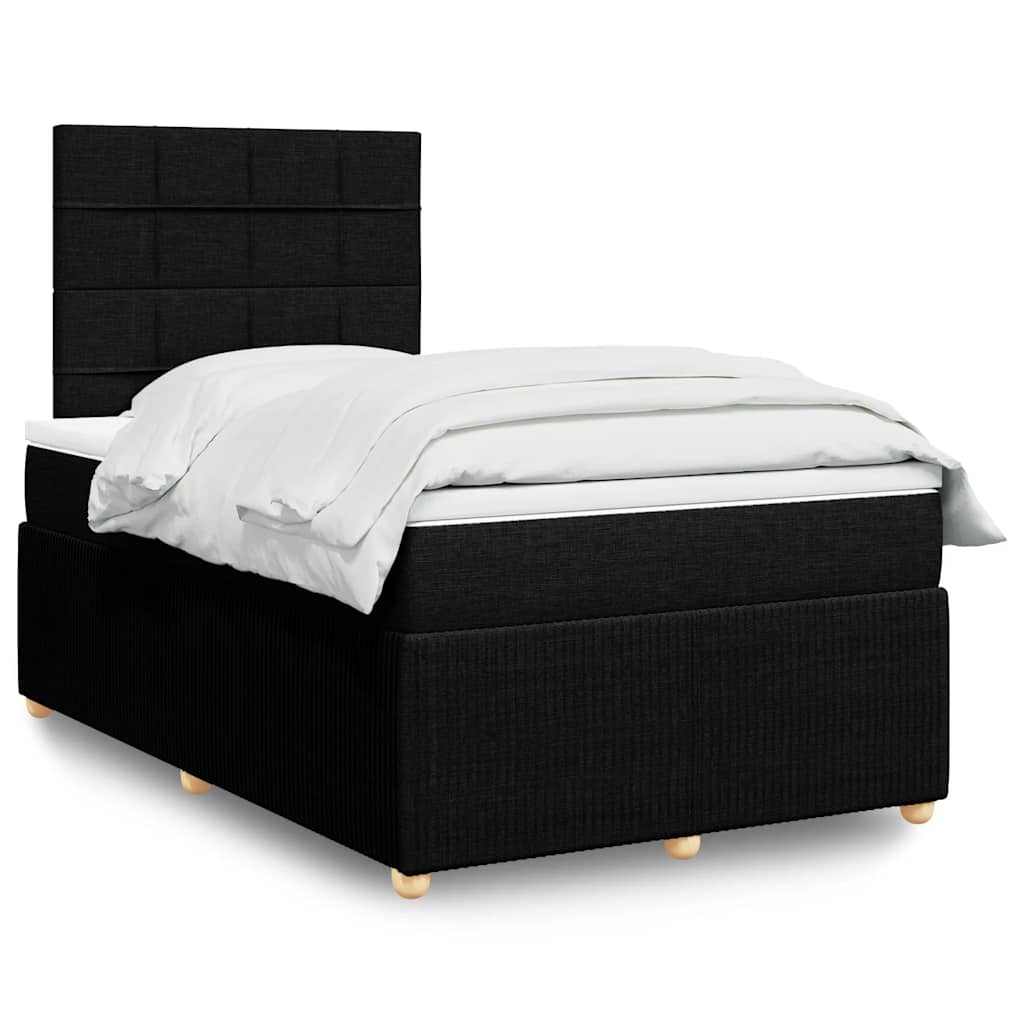 vidaXL Κρεβάτι Boxspring με Στρώμα Μαύρο 120x200 εκ. Υφασμάτινο