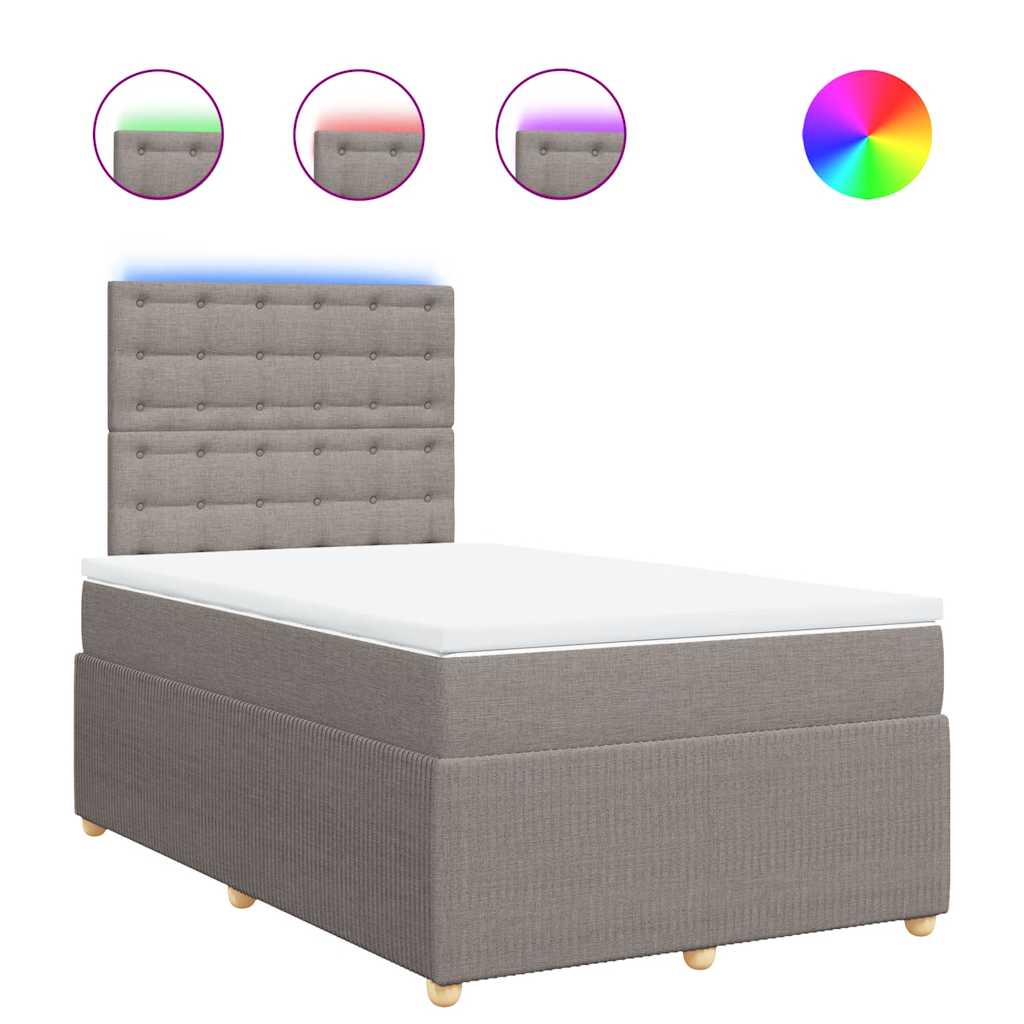 vidaXL Κρεβάτι Boxspring με Στρώμα Taupe 120x200 εκ. Υφασμάτινο