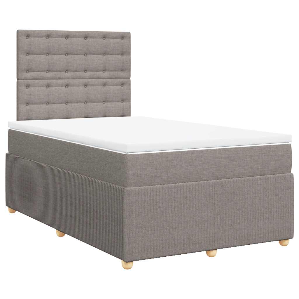 vidaXL Κρεβάτι Boxspring με Στρώμα Taupe 120x200 εκ. Υφασμάτινο