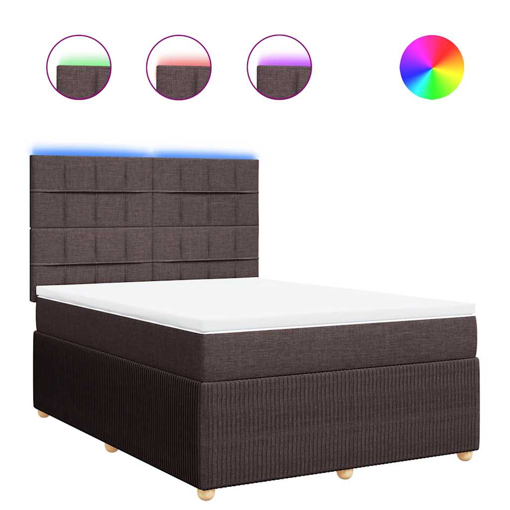 vidaXL Κρεβάτι Boxspring με Στρώμα Σκούρο Καφέ 160x200 εκ Υφασμάτινο