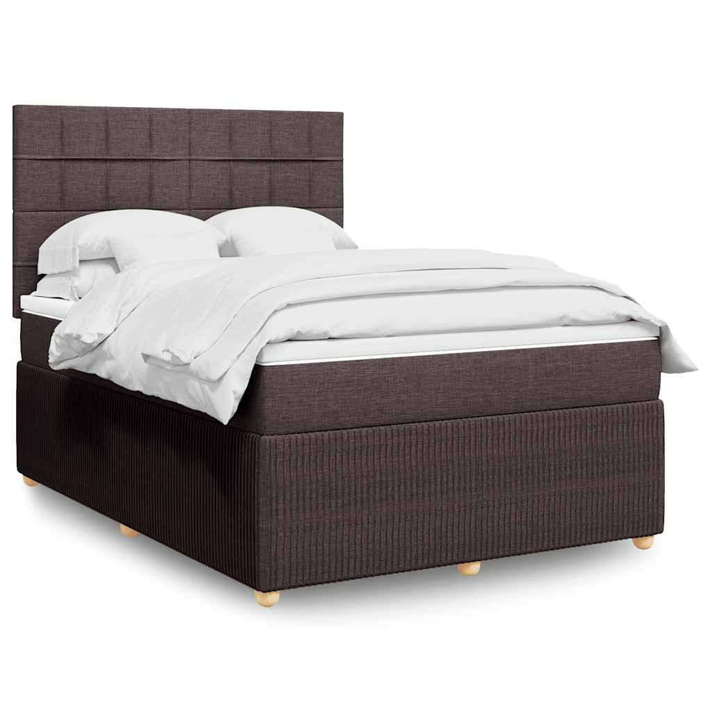 vidaXL Κρεβάτι Boxspring με Στρώμα Σκούρο Καφέ 160x200 εκ Υφασμάτινο
