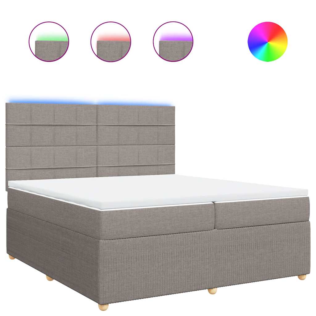 vidaXL Κρεβάτι Boxspring με Στρώμα Taupe 200x200 εκ. Υφασμάτινο