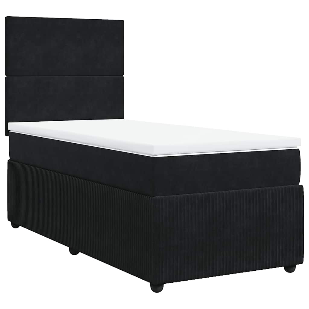 vidaXL Κρεβάτι Boxspring με Στρώμα Μαύρο 90x190 εκ. Βελούδινο