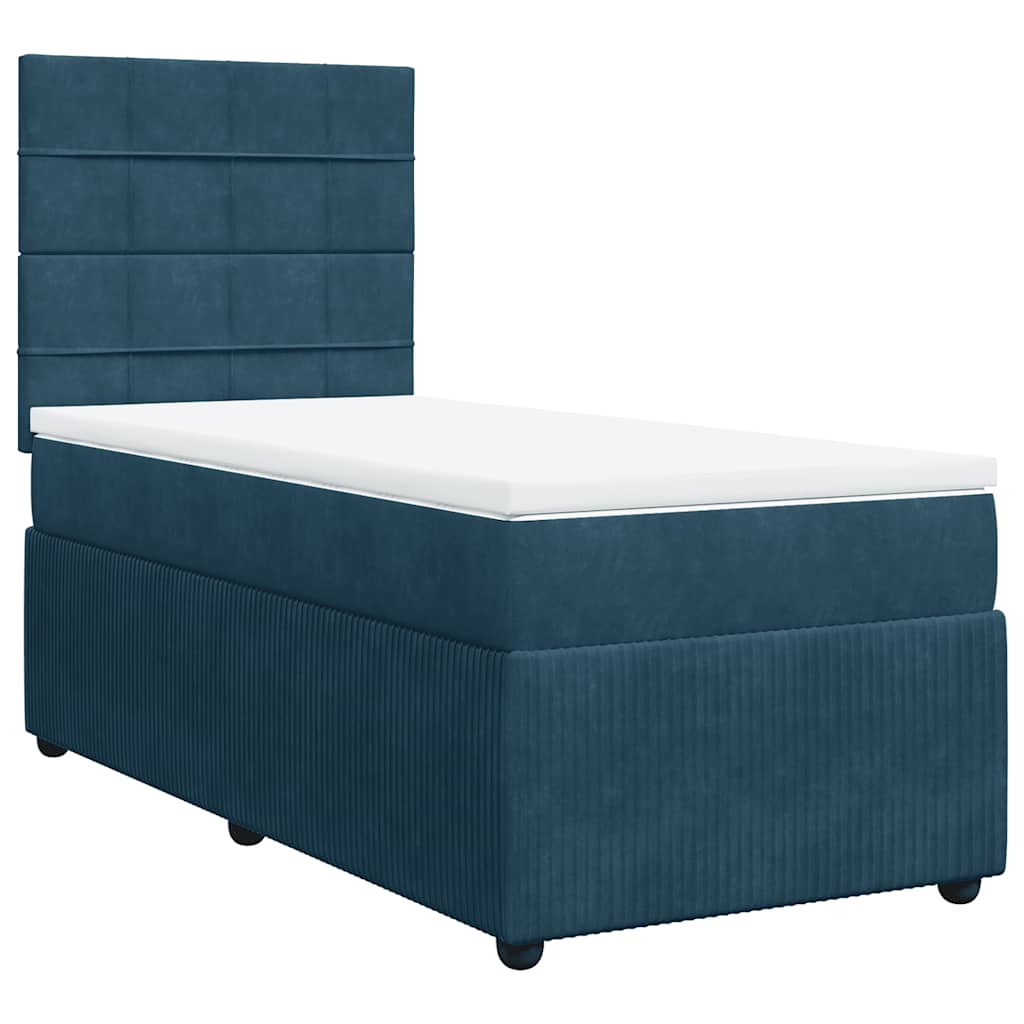 vidaXL Κρεβάτι Boxspring με Στρώμα Μπλε 100x200 εκ. Βελούδινο