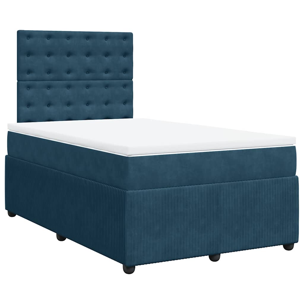 vidaXL Κρεβάτι Boxspring με Στρώμα Μπλε 120x190 εκ. Βελούδινο
