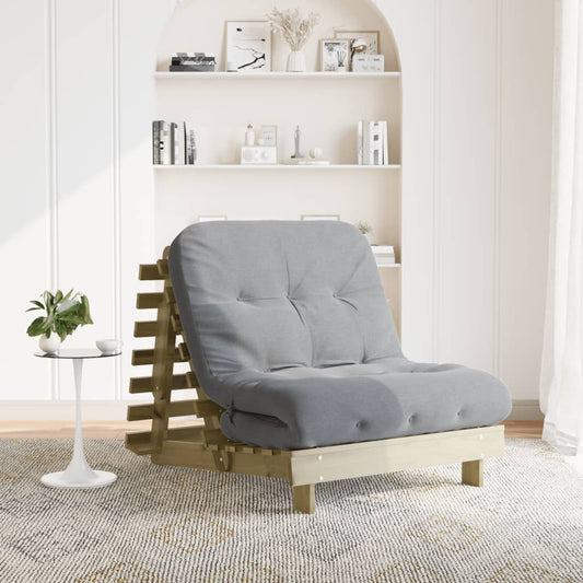 vidaXL Καναπές Κρεβάτι Futon/Στρώμα 80x206x11 Εμποτισμένο Ξύλο Πεύκου