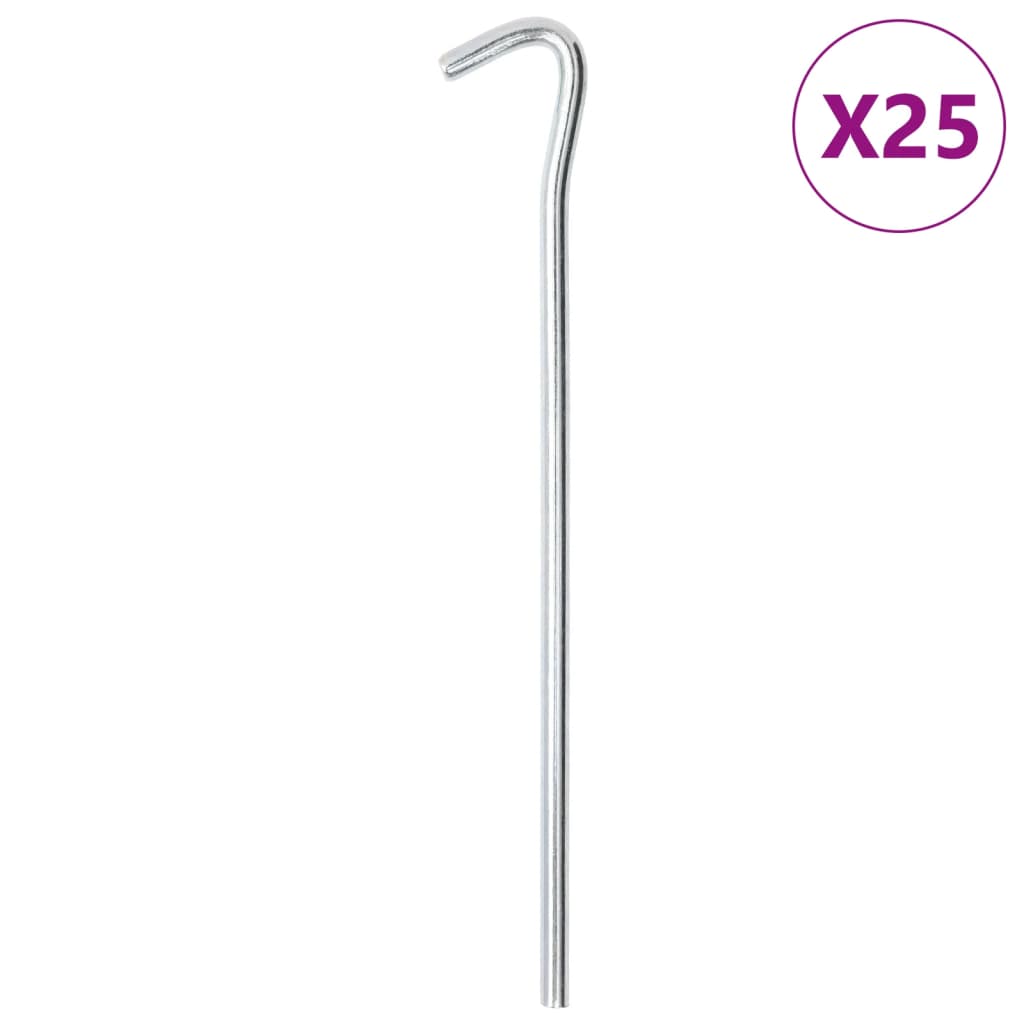 vidaXL Πασσαλάκια Σκηνής 25 τεμ. 23 εκ. Ø7 χιλ. Γαλβανισμένο Ατσάλι