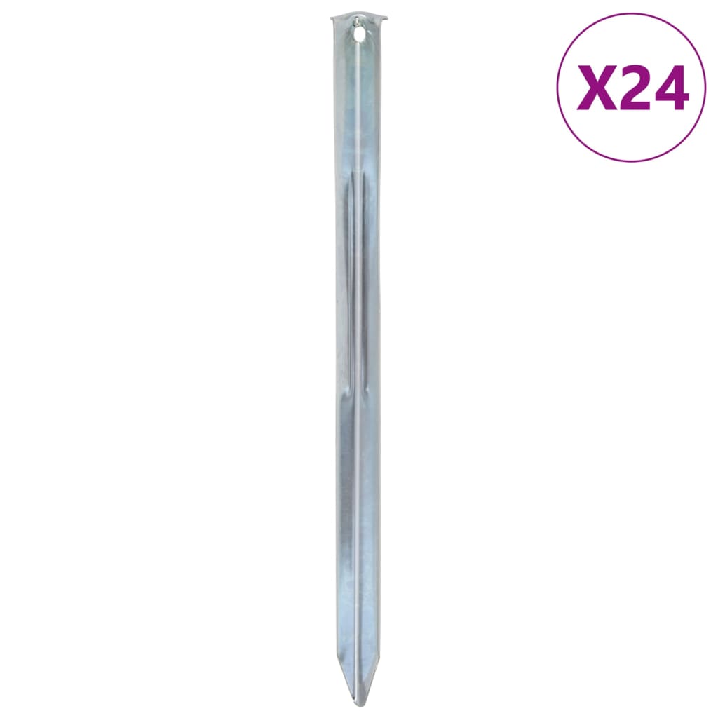 vidaXL Πασσαλάκια Σκηνής 24 τεμ. 30 εκ. Ø20 χιλ. Γαλβανισμένο Ατσάλι