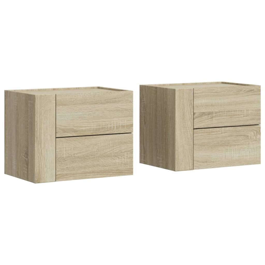 vidaXL Κομοδίνα Επιτοίχια 2 τεμ. Sonoma Δρυς 45x30x35 εκ.