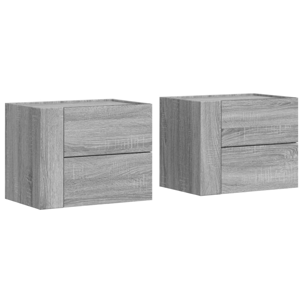 vidaXL Κομοδίνα Επιτοίχια 2 τεμ. Γκρι Sonoma 45x30x35 εκ.