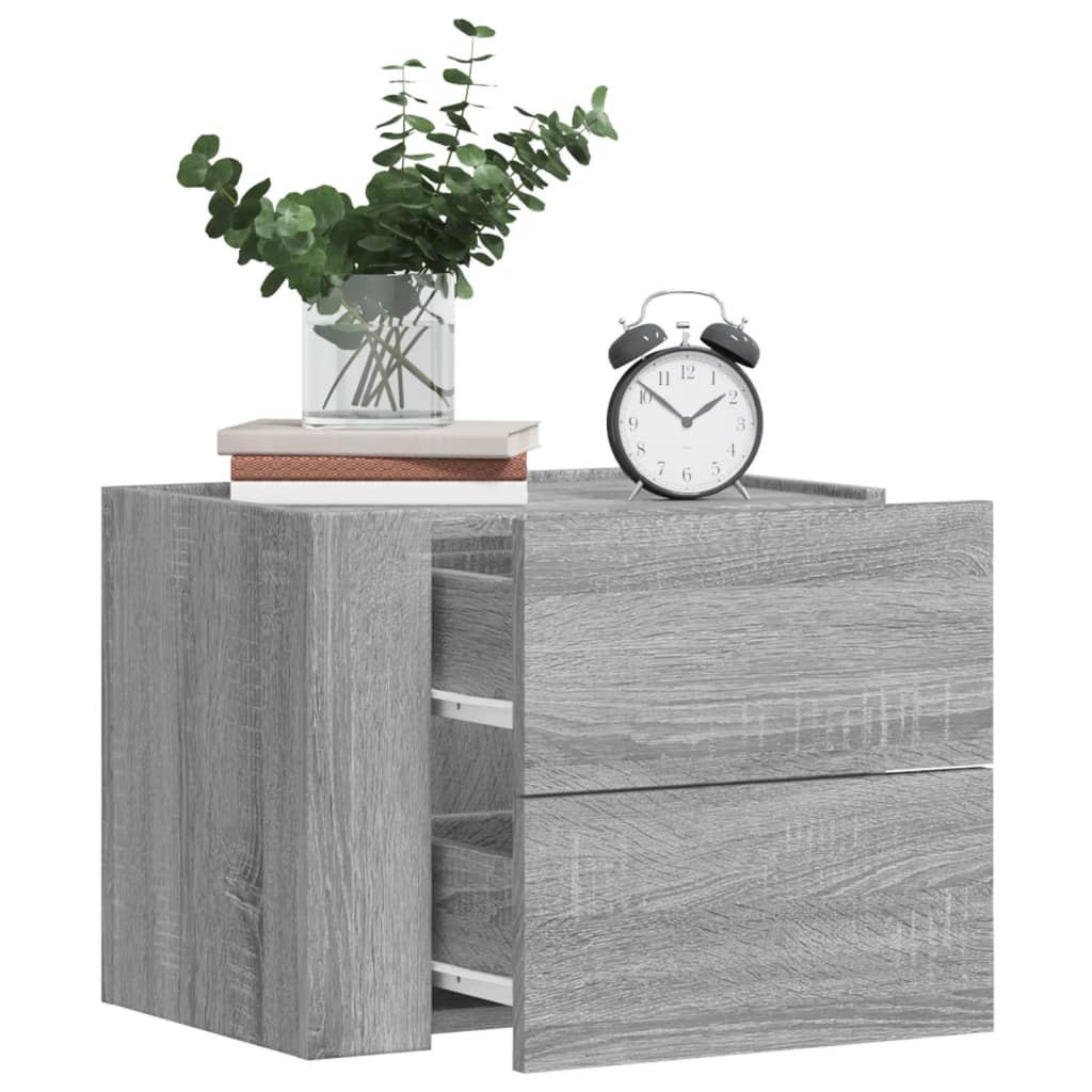vidaXL Κομοδίνα Επιτοίχια 2 τεμ. Γκρι Sonoma 45x30x35 εκ.