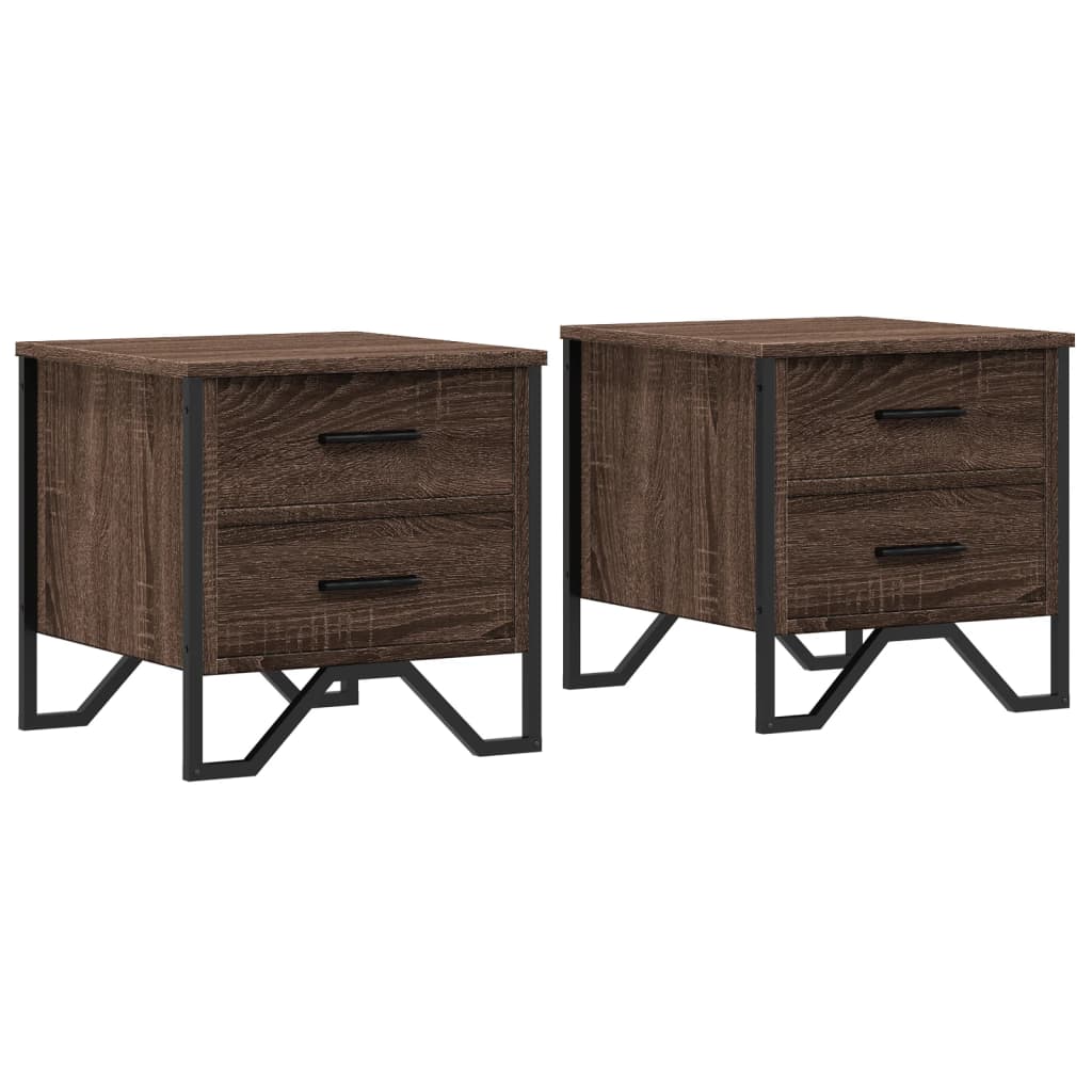 vidaXL Κομοδίνα 2 τεμ. Καφέ Δρυς 40x41x40 εκ. από Επεξεργ. Ξύλο