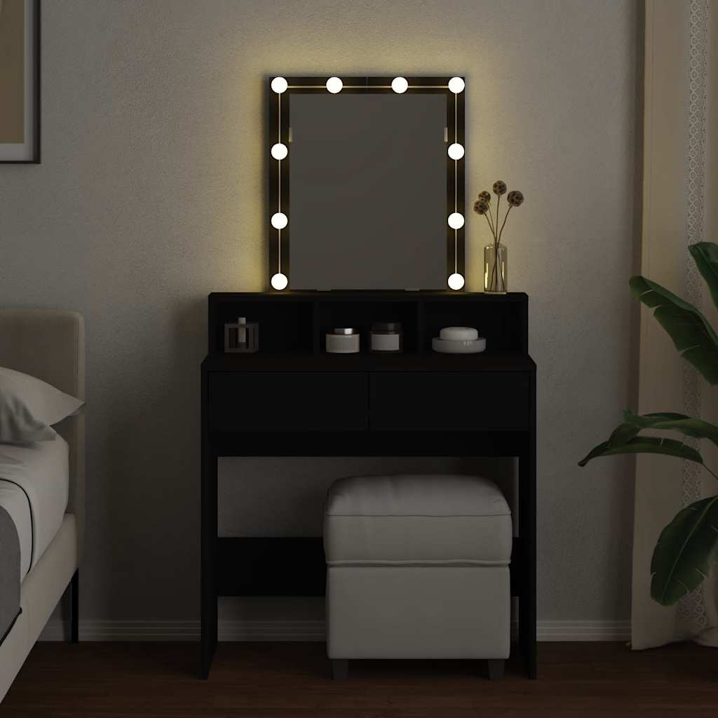 vidaXL Μπουντουάρ με LED Μαύρο 80 x 41 x 144,5 εκ.