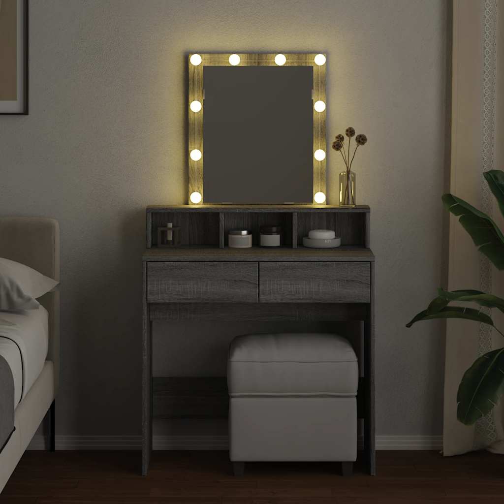 vidaXL Μπουντουάρ με LED Γκρι Sonoma 80x41x144,5 εκ.