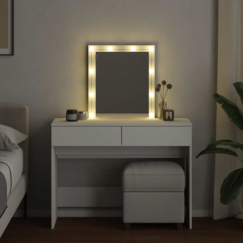 vidaXL Μπουντουάρ με LED Λευκό 100x40x130 εκ.