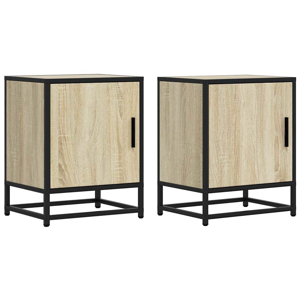 vidaXL Κομοδίνα 2 τεμάχια Sonoma Oak Κατασκευασμένο ξύλο και μέταλλο