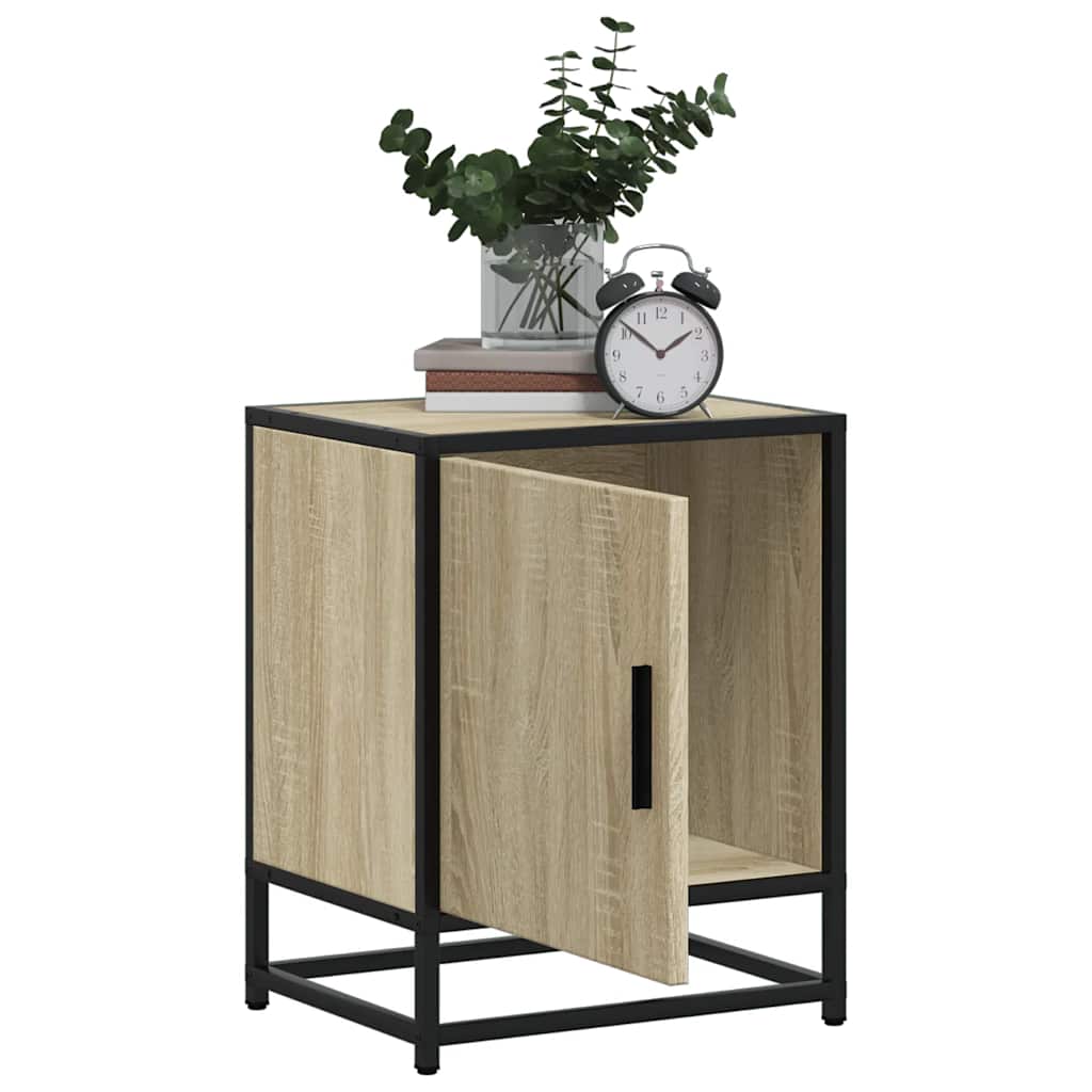 vidaXL Κομοδίνα 2 τεμάχια Sonoma Oak Κατασκευασμένο ξύλο και μέταλλο