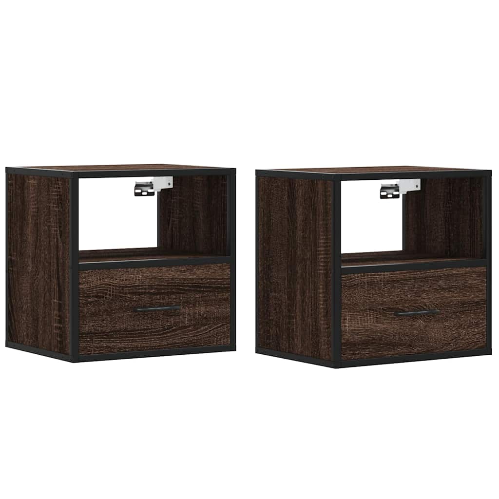 vidaXL Επίτοιχα κομοδίνα 2 τεμάχια καφέ δρυς 40x31x39,5 cm
