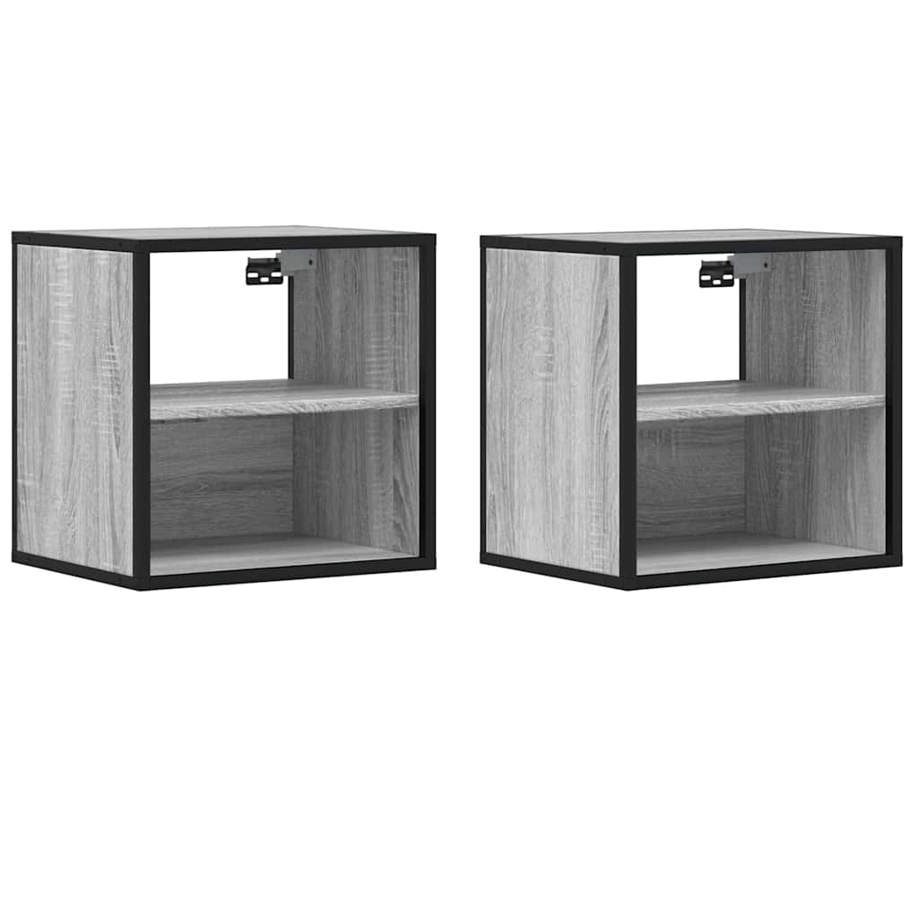 vidaXL Επίτοιχα κομοδίνα 2 τεμάχια Γκρι Sonoma 40x31x39,5 cm