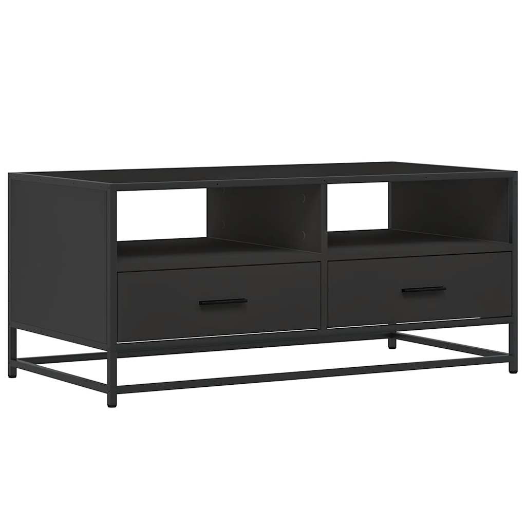 vidaXL Τραπεζάκι Σαλονιού Μαύρο 100x50x45 εκ. Επεξ. Ξύλο & Μέταλλο