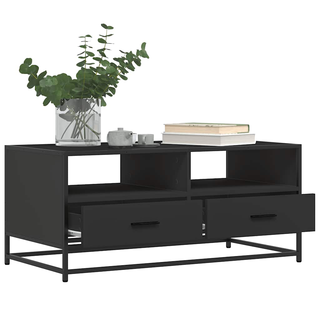 vidaXL Τραπεζάκι Σαλονιού Μαύρο 100x50x45 εκ. Επεξ. Ξύλο & Μέταλλο