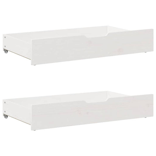 vidaXL Συρτάρια Κρεβατιού 2 τεμ Λευκό 95x55x17 εκ. Μασίφ Ξύλο Πεύκου