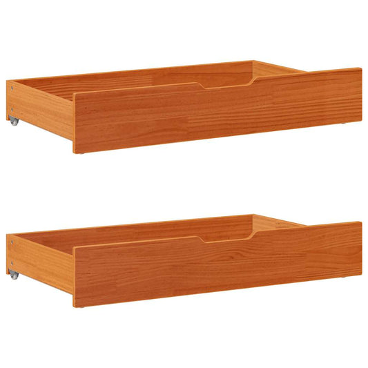 vidaXL Συρτάρια Κρεβατιού 2 τεμ 95x55x17 εκ Καφέ Κεριού Μασίφ Πεύκο