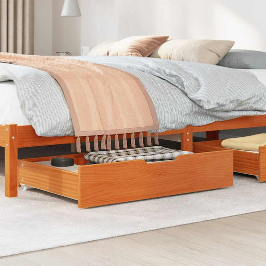 vidaXL Συρτάρια Κρεβατιού 2 τεμ 80x55x17εκ Καφέ Κεριού Μασίφ Πεύκο