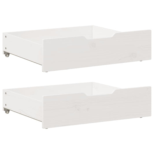 vidaXL Συρτάρια Κρεβατιού 2 τεμ Λευκό 75x55x17 εκ. Μασίφ Ξύλο Πεύκου