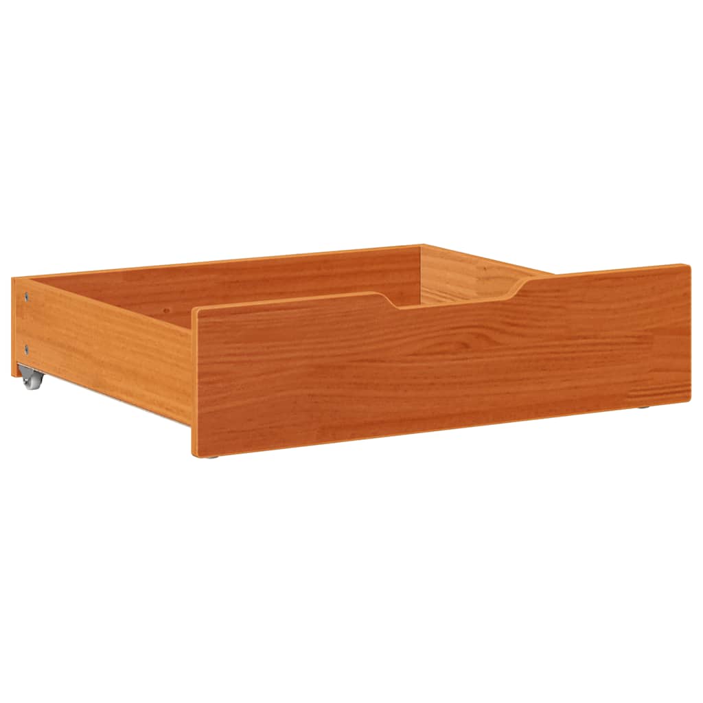 vidaXL Συρτάρια Κρεβατιού 2 τεμ 75x55x17 εκ. Καφέ Κεριού Μασίφ Πεύκο